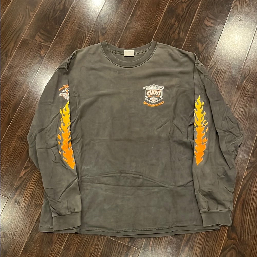 American Vintage Gray and Orange Long Sleeve Tee
